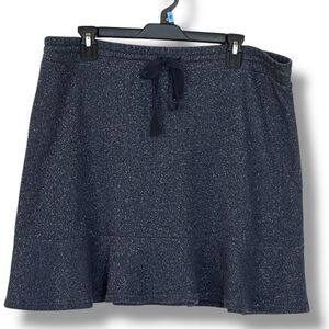Loft Navy Blue Shimmer Skirt Elastic Waist Sz XL